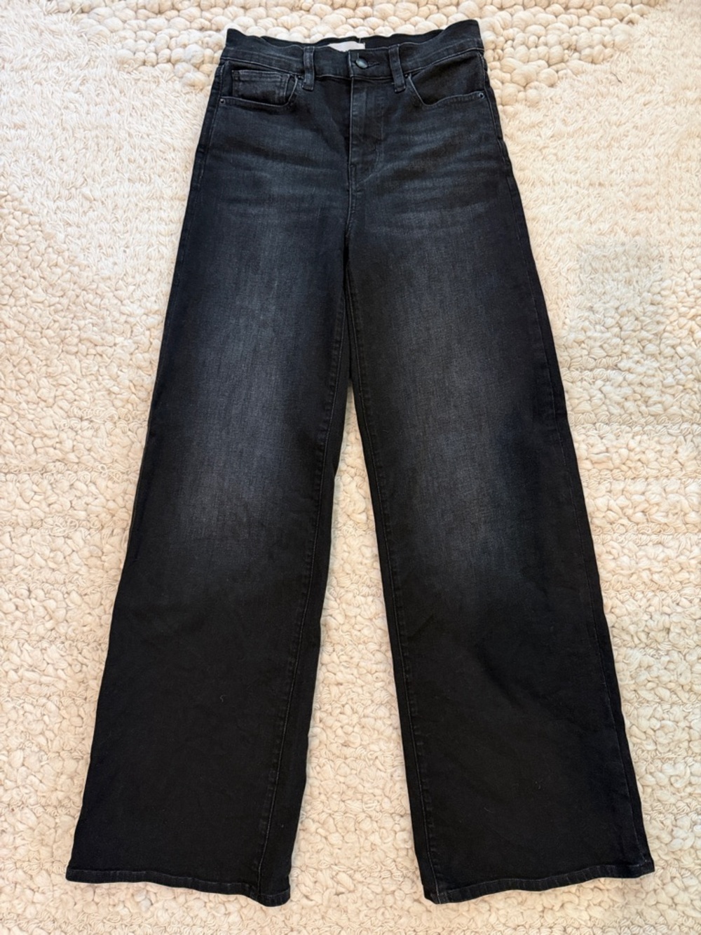 FRAME Denim Black Wide-Leg High-Rise Jeans